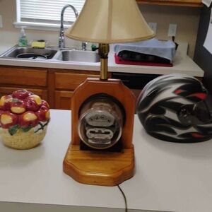 Wooden Lamp with Beige Shade